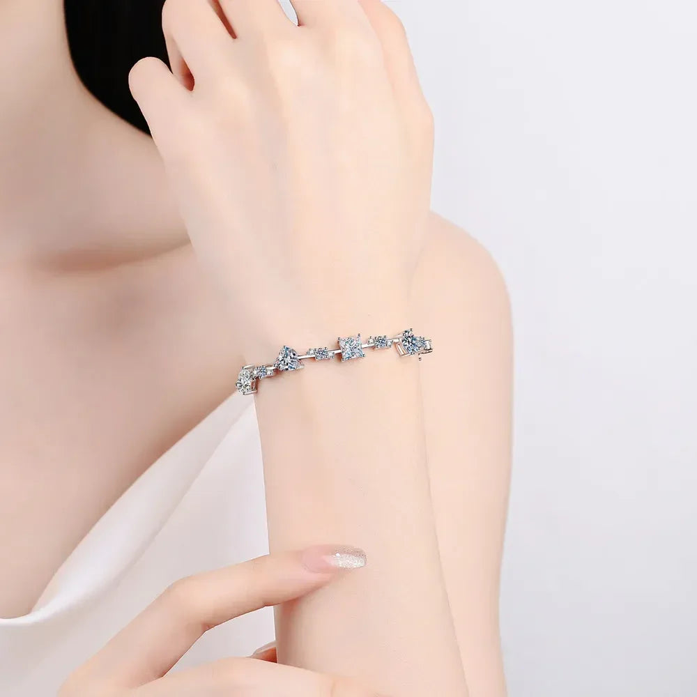 6.2 Carat Moissanite 925 Sterling Silver Bracelet - VAleG