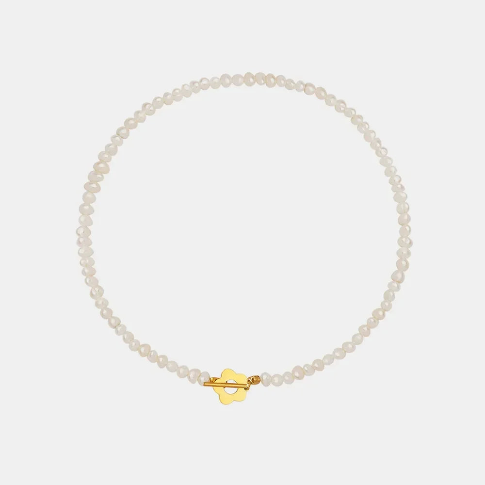 Titanium Steel Pearl Flower Necklace - VAleG