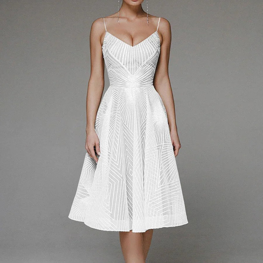 Women's Summer Sling Embroidered Sleeveless Dress - VAleG