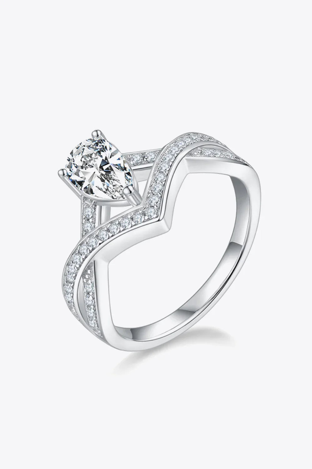 1 Carat Moissanite Teardrop 925 Sterling Silver Ring - VAleG