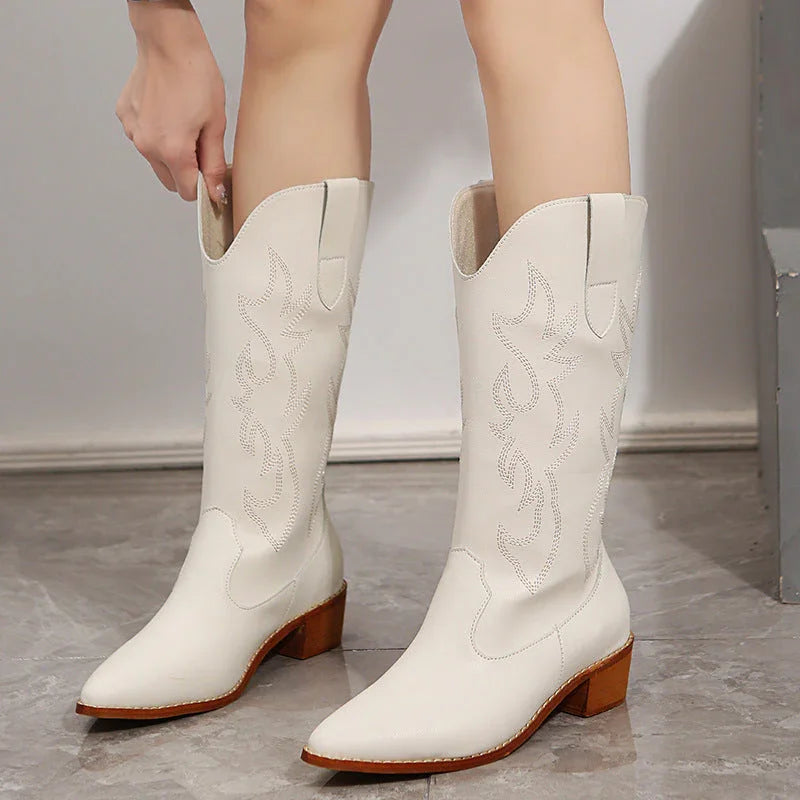 Retro V Cut Below The Knee Knight Boots Mid-calf - VAleG
