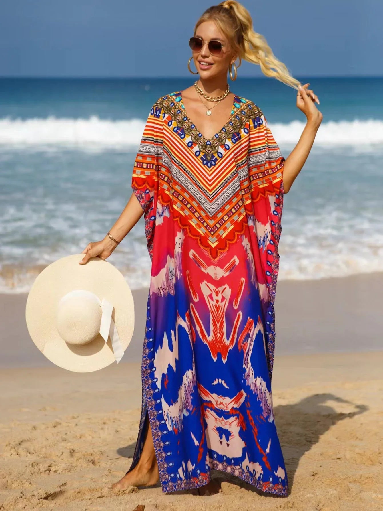 19 Colors Beach Cover-up Bohemian Beach Dress Plus Size - VAleG
