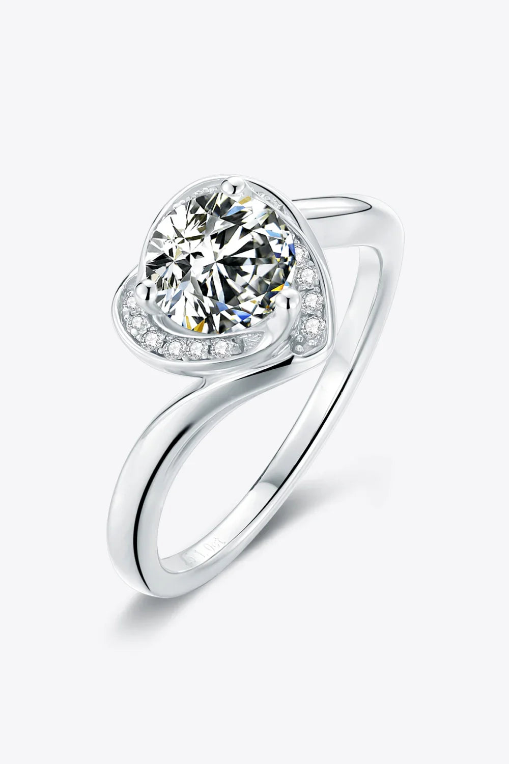 1 Carat Moissanite 925 Sterling Silver Heart Ring - VAleG