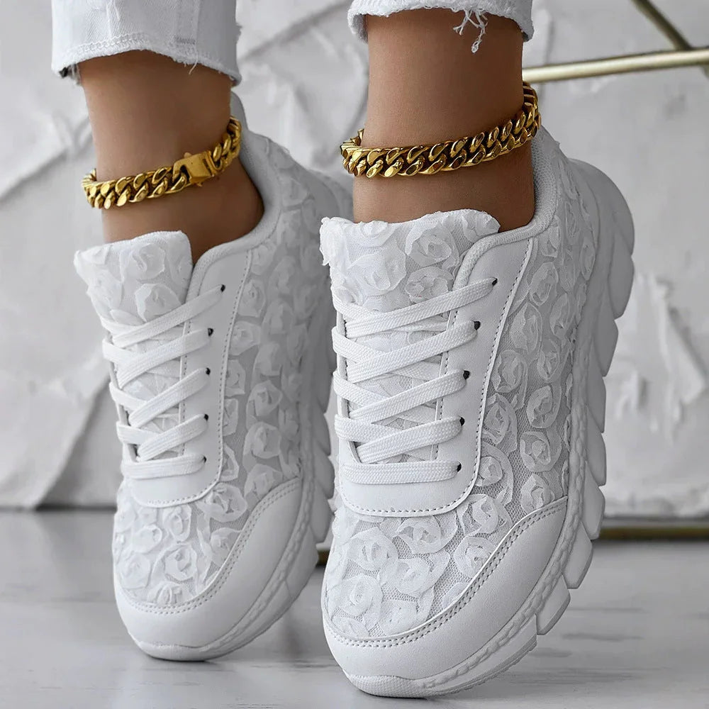 Three-dimensional Rose Mesh Casual Sneaker - VAleG