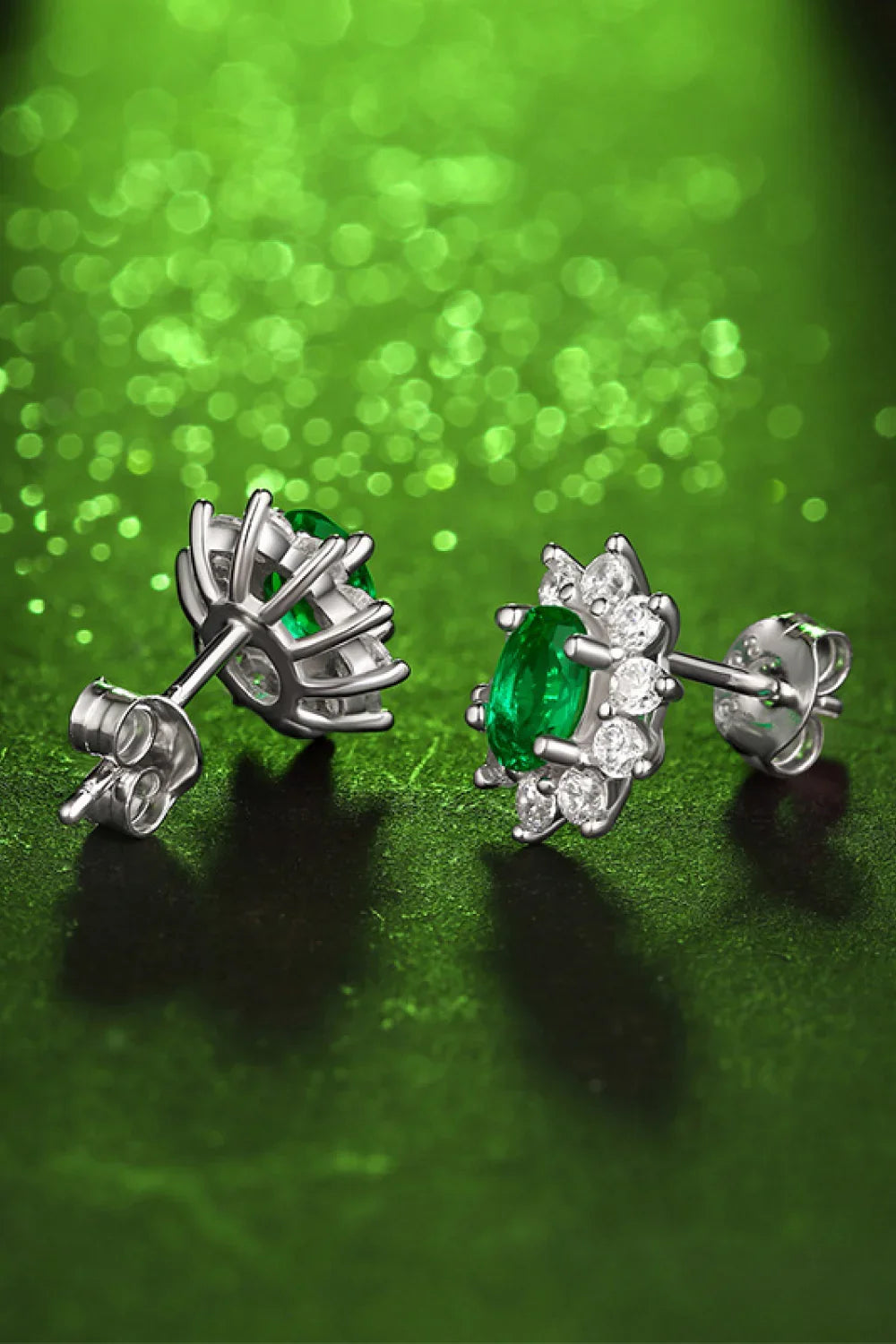 1 Carat Lab-Grown Emerald Stud Earrings - VAleG
