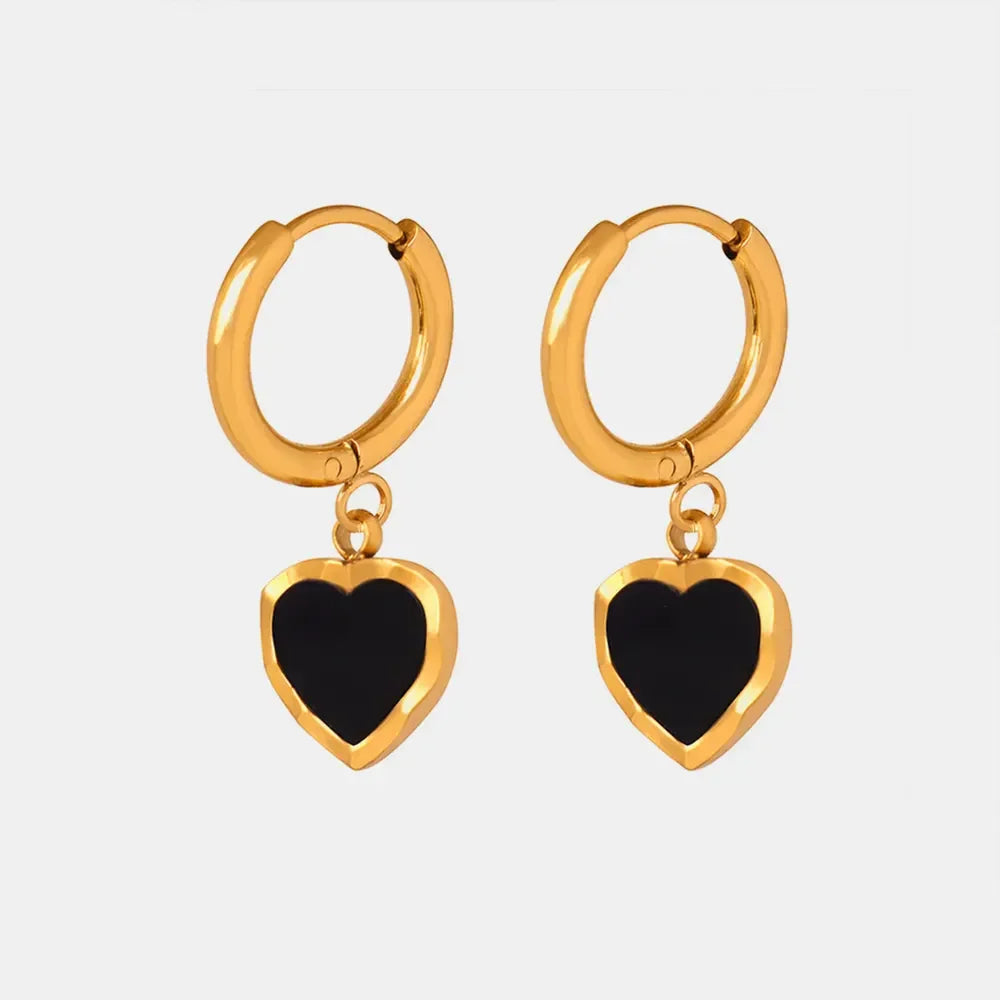 18K Gold-Plated Heart Drop Earrings - VAleG