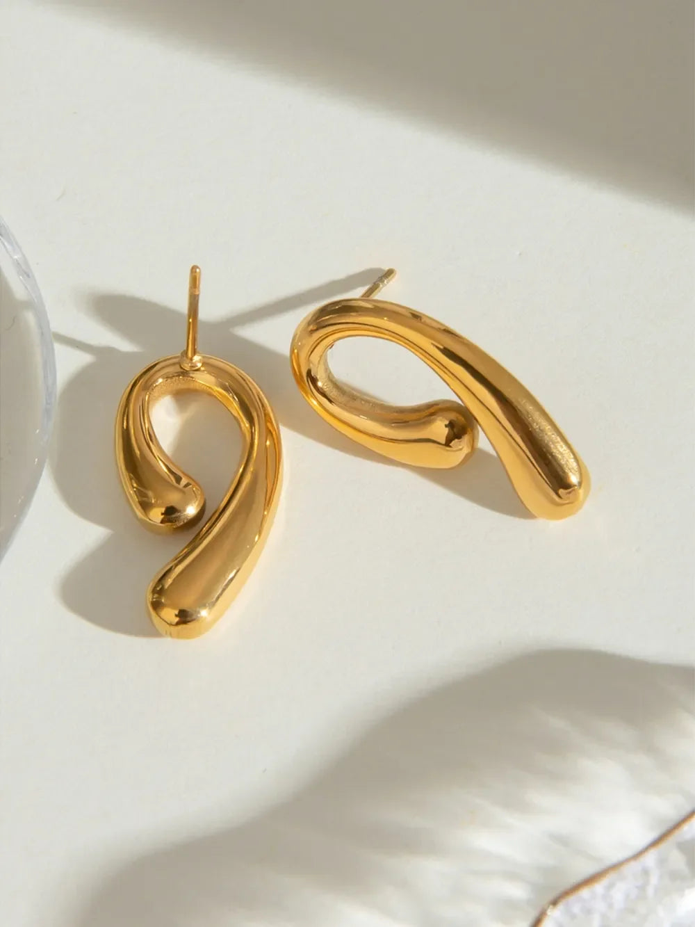 18K Gold-Plated Stainless Steel Geometric Shape Earrings - VAleG