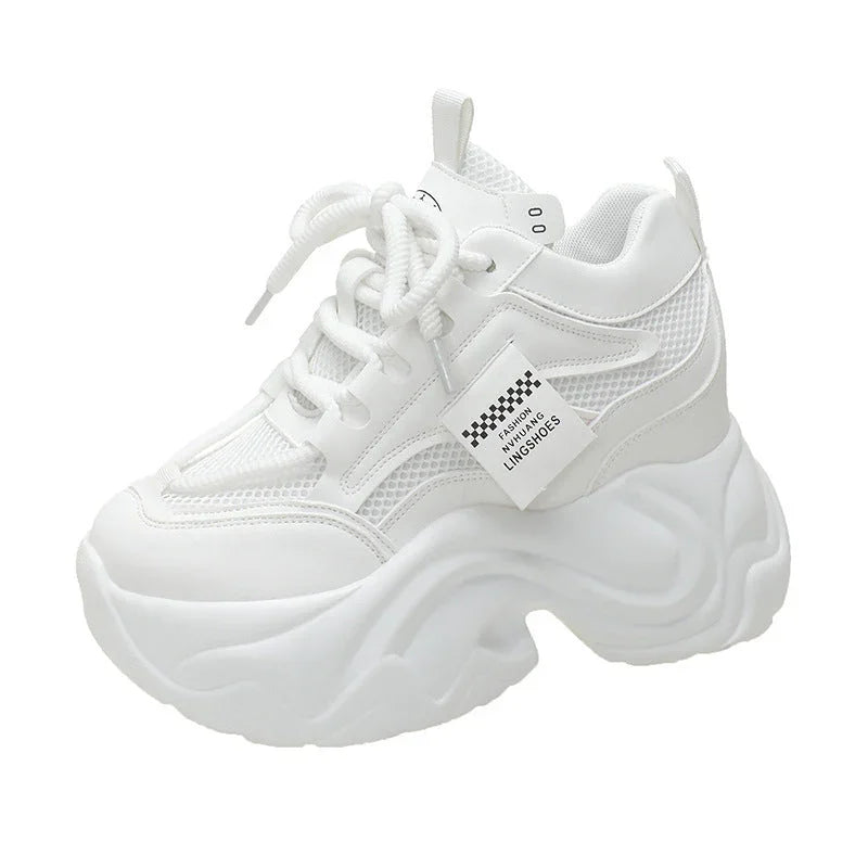Platform Lace-up Fashion Solid Color Simple Casual Shoes - VAleG