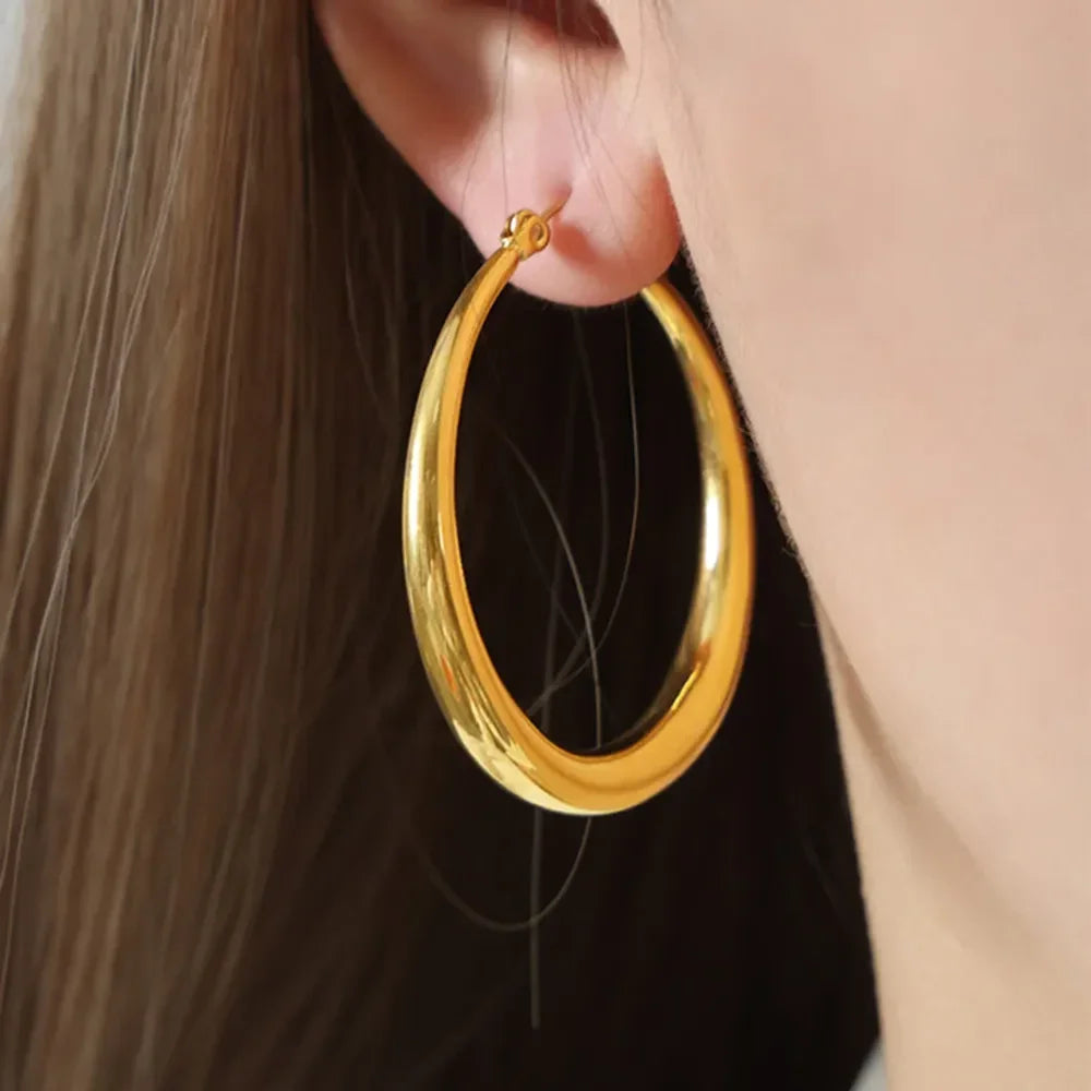 18K Gold-Plated Hoop Earrings - VAleG