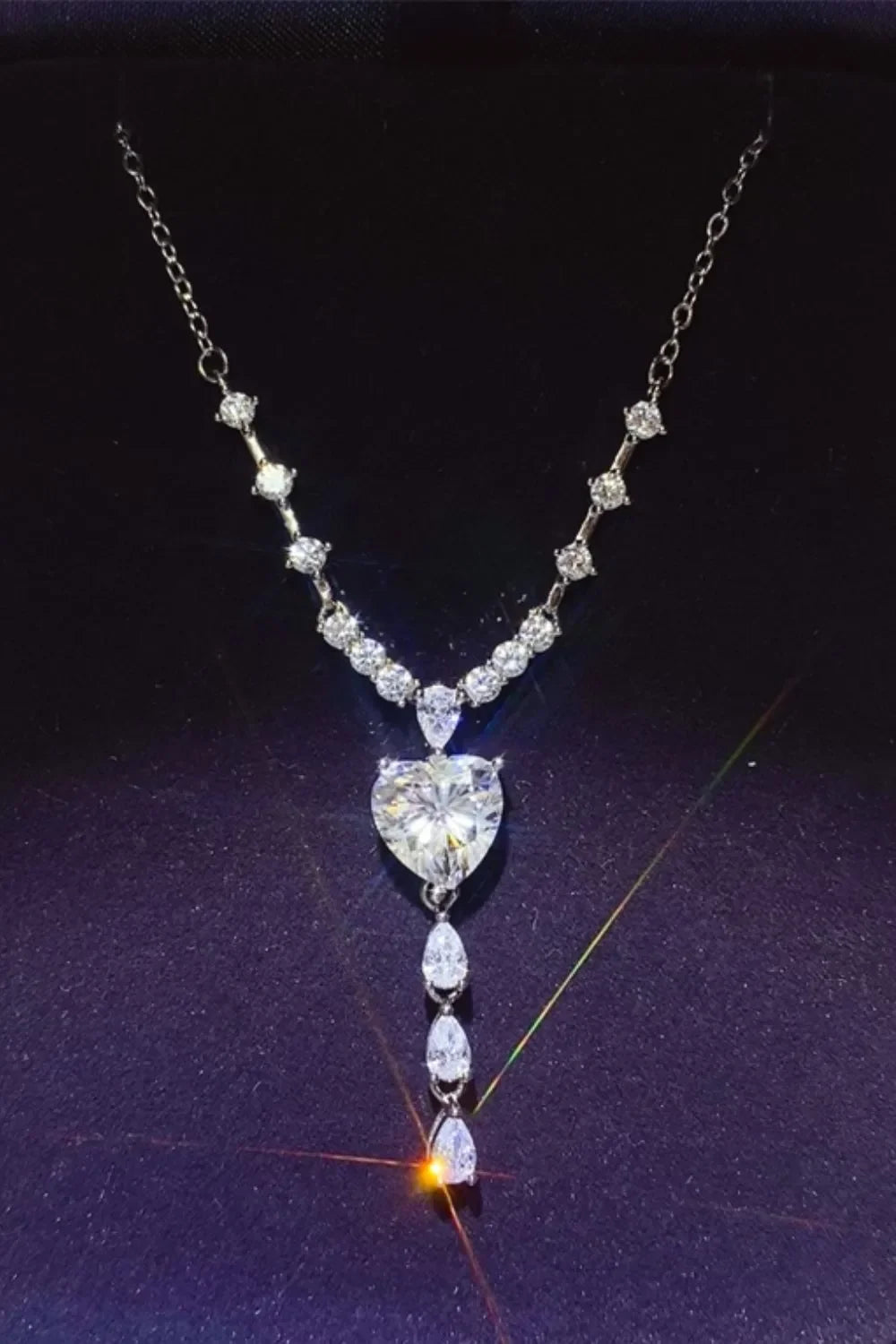 3 Carat Moissanite 925 Sterling Silver Drop Necklace - VAleG