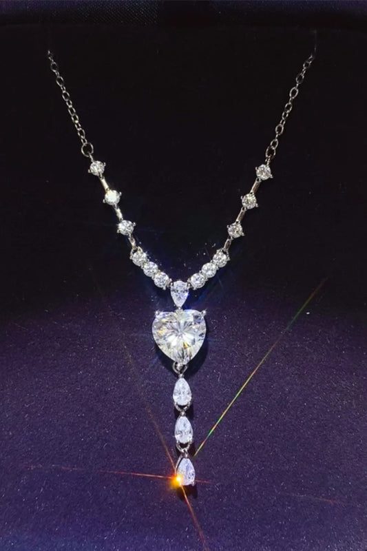 3 Carat Moissanite 925 Sterling Silver Drop Necklace - VAleG
