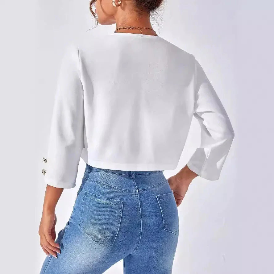 Solid Color Slit Bomber Jacket - VAleG