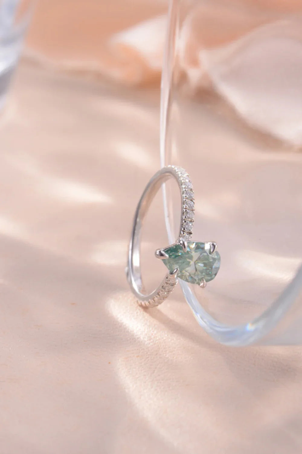 1.5 Carat Teardrop Shape Moissanite 925 Sterling Silver Ring - VAleG