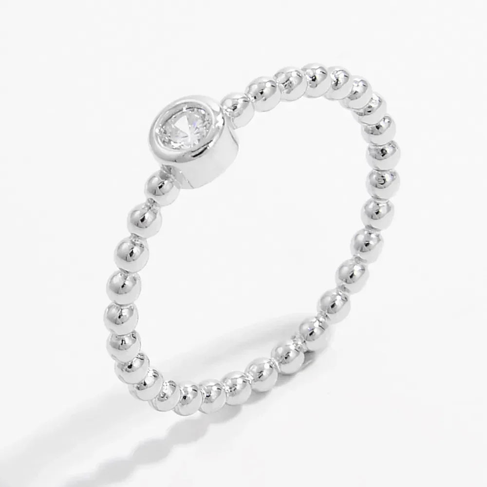 Zircon 925 Sterling Silver Bead Ring - VAleG