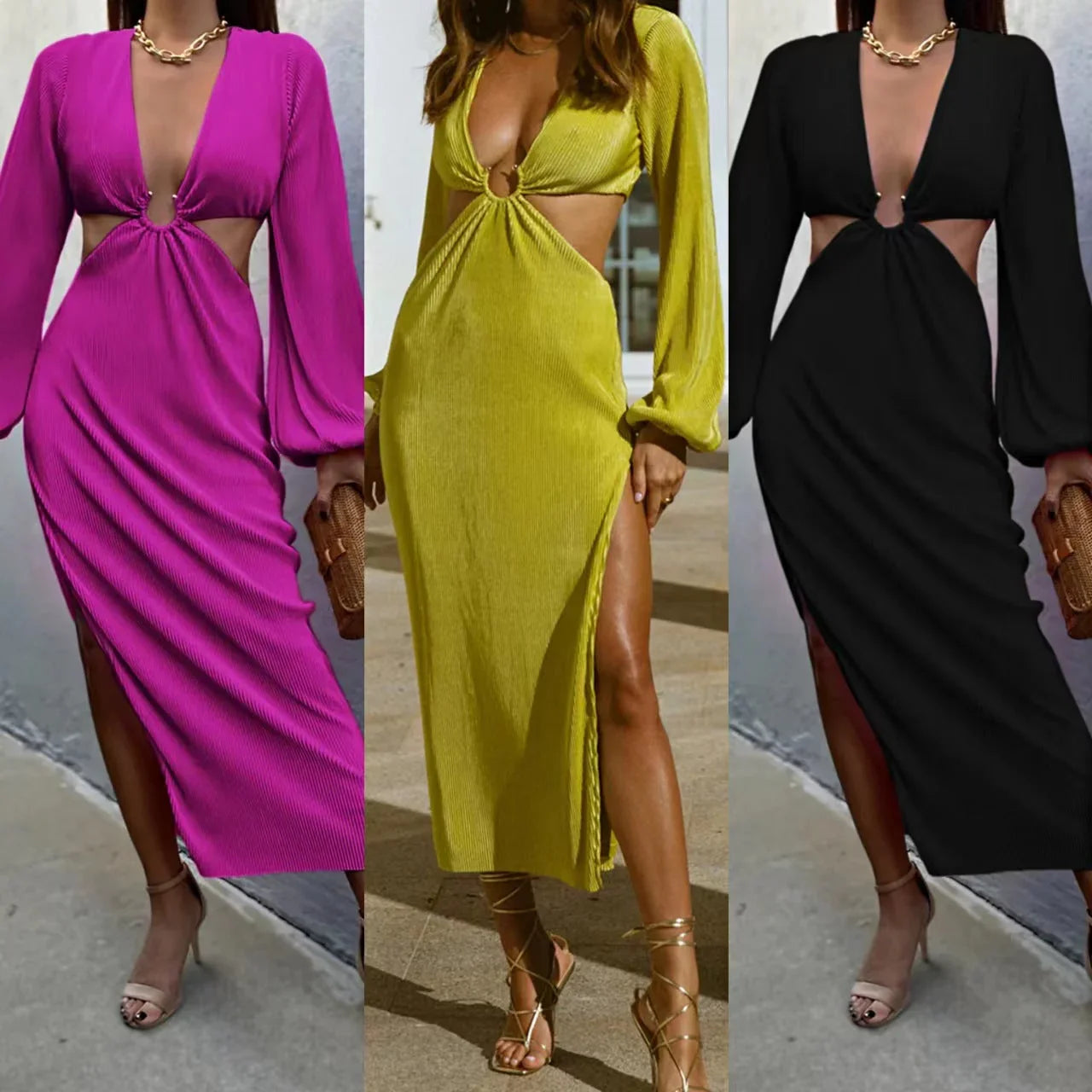 Autumn Fashion Pressed Pleated Waistless Women's Dresses - VAleG