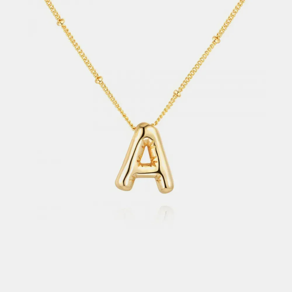 Gold-Plated Bubble Initial Necklace - VAleG