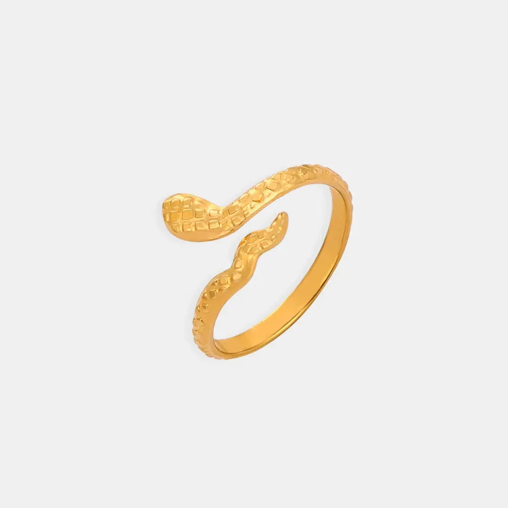 Titanium Steel Snake Shape Bypass Ring - VAleG