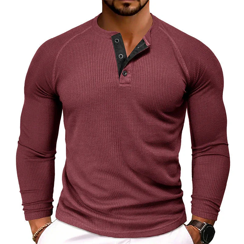 Men's Round Neck Waffle Casual T-shirt - VAleG