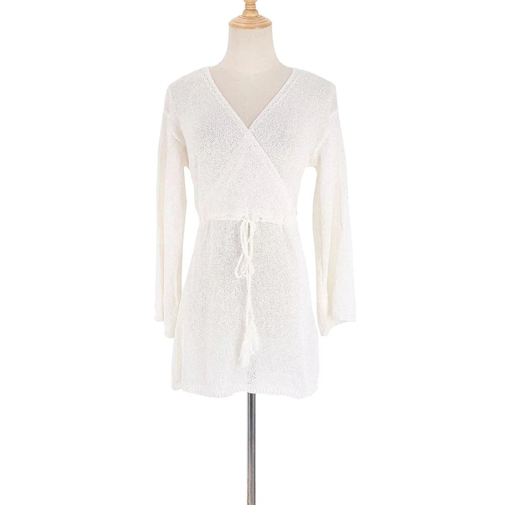 V-neck Sweater Sunscreen Beach Dress - VAleG