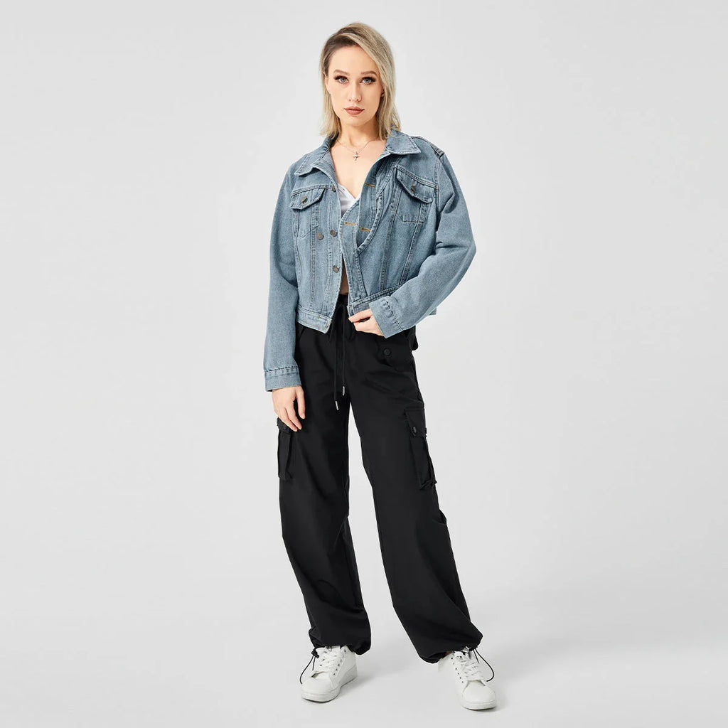 Women's Denim Long Sleeve Designed Jacket Fashion Top - VAleG