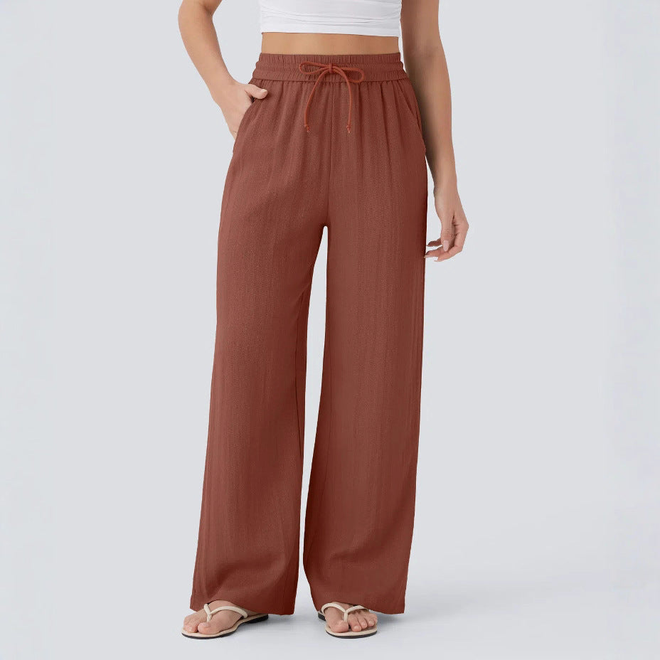 Pantaloni larghi casual a gamba larga in tinta unita