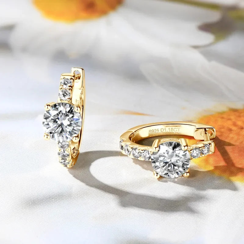 2.36 Carat Moissanite Zircon 925 Sterling Silver Hoop Earrings - VAleG