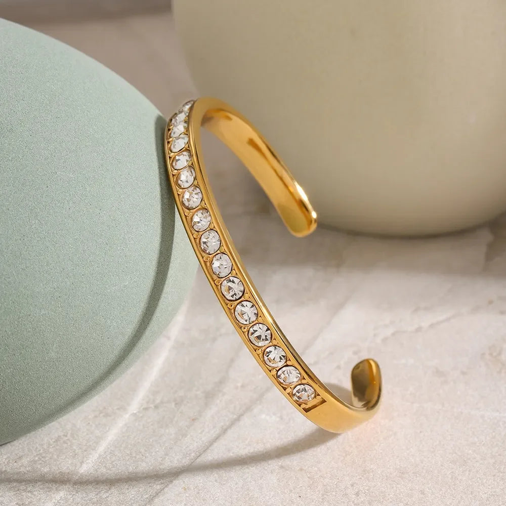 Stainless Steel Inlaid Zircon Bracelet - VAleG