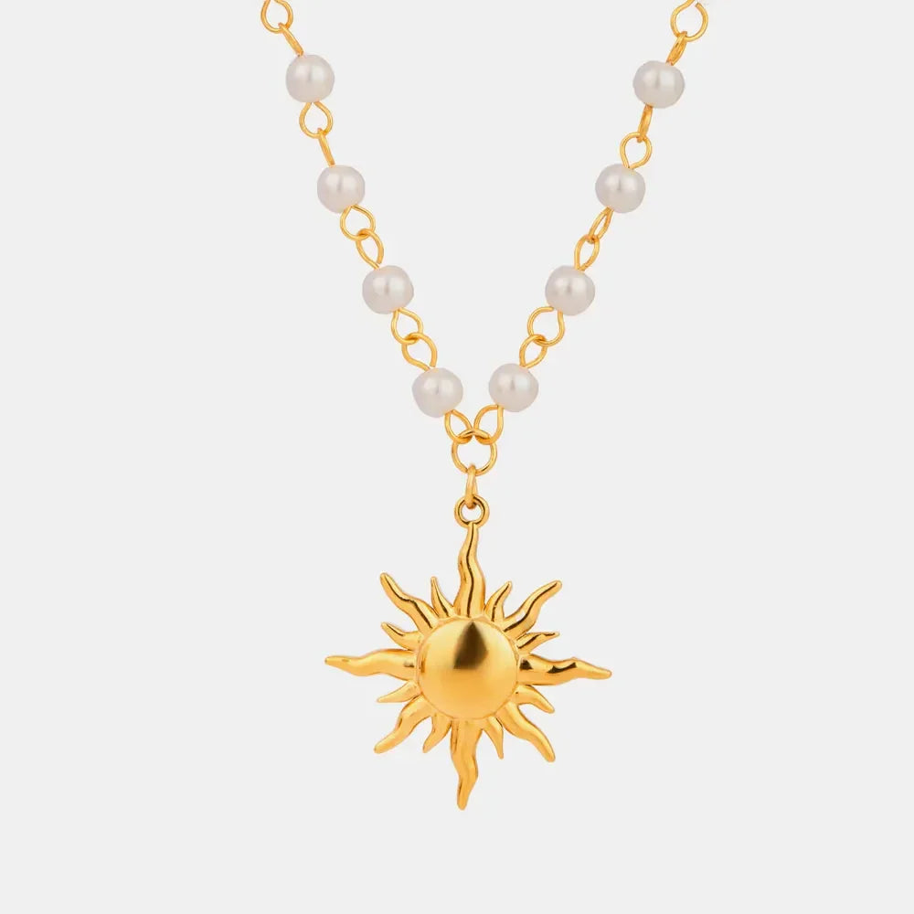 18K Gold-Plated Pearl Sun Necklace - VAleG