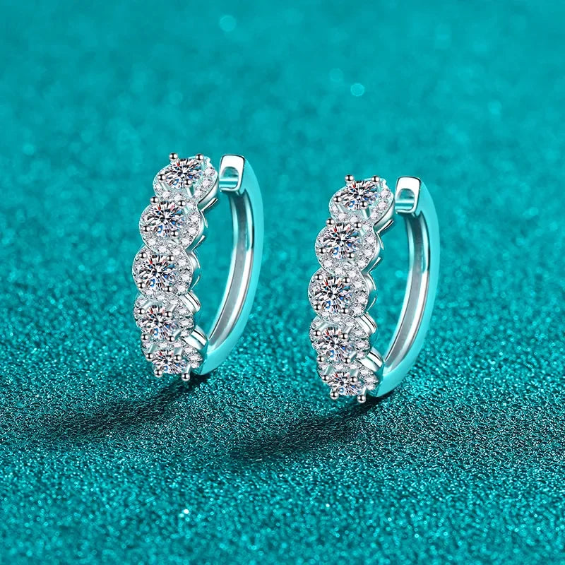 1 Carat Moissanite Zircon 925 Sterling Silver Huggie Earrings - VAleG