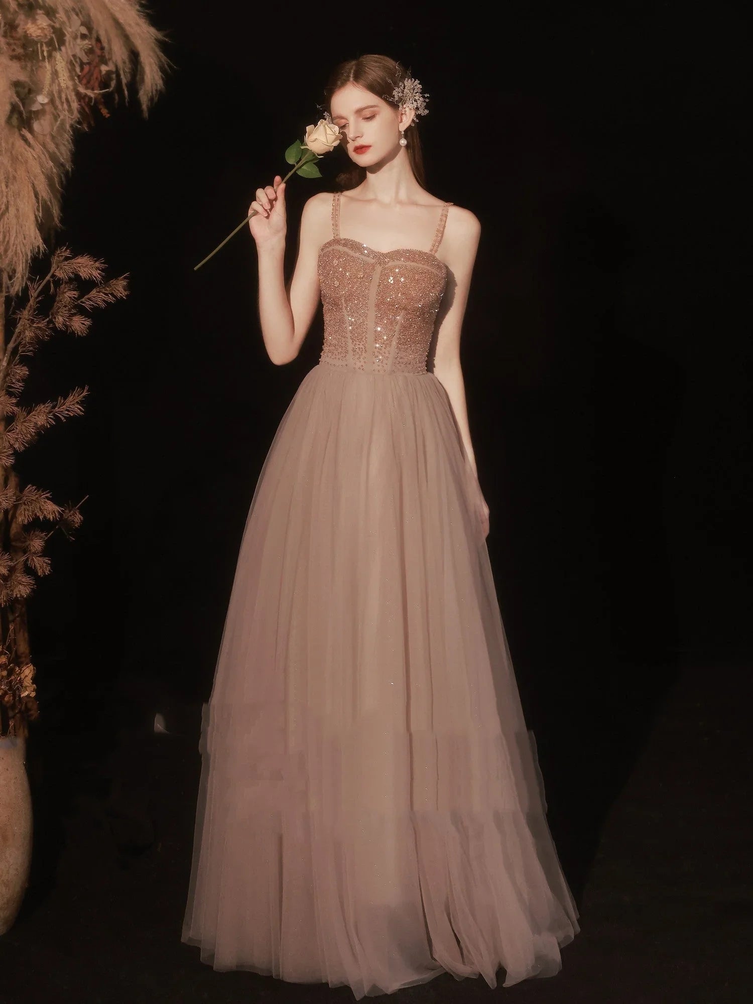 Golden Suspender Dress Female Dinner - VAleG