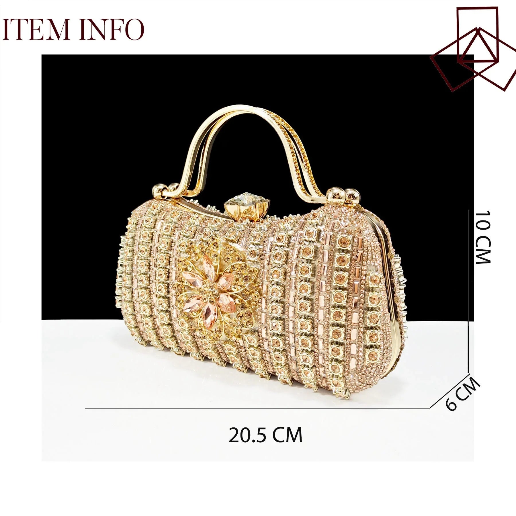 Sexy Women's Shoes And Bags Suit Drill Buckle Flower Decorative Ankle Drill Chain With Hard Clutch - VAleG