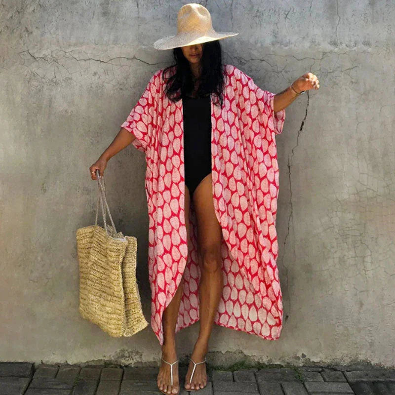 Polyester Ladies Sun Protection Resort Beach Dress Cover Up - VAleG