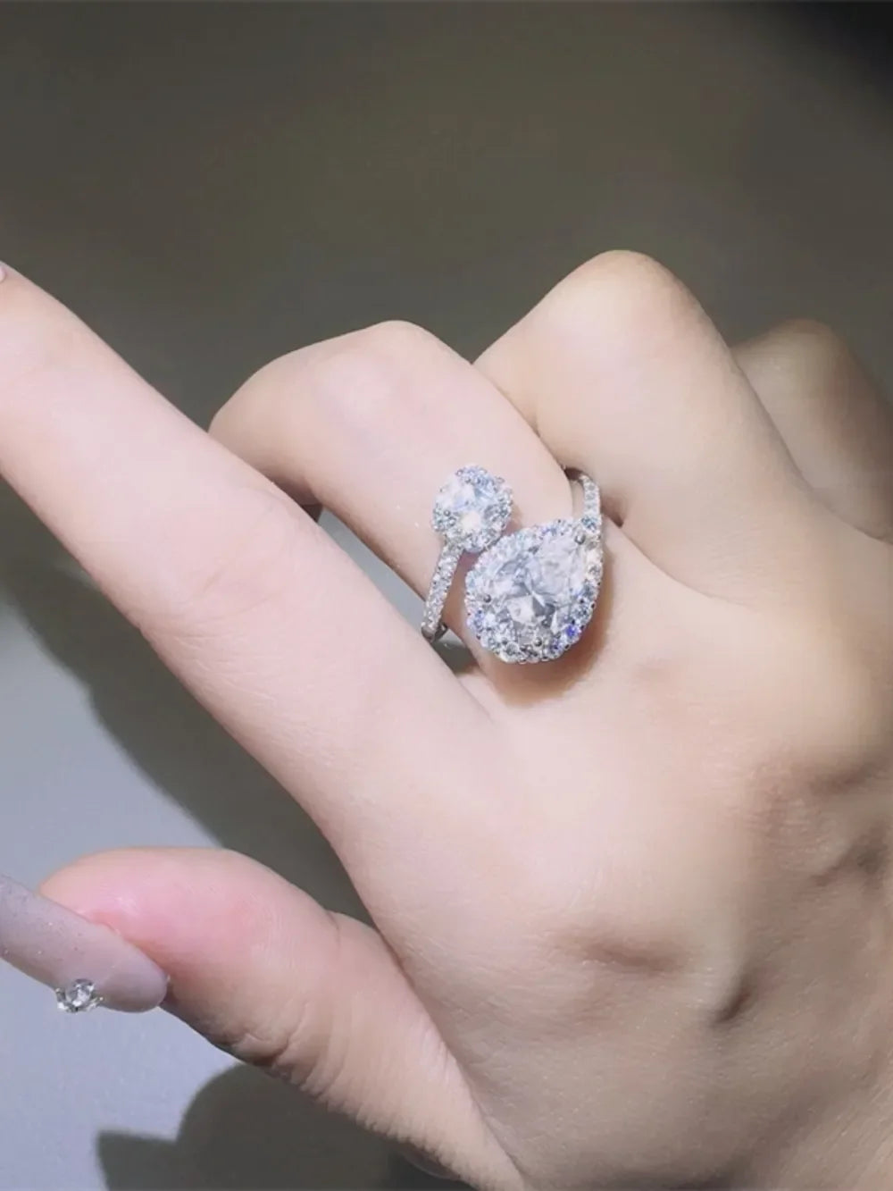 2 Carat Moissanite 925 Sterling Silver Bypass Ring - VAleG