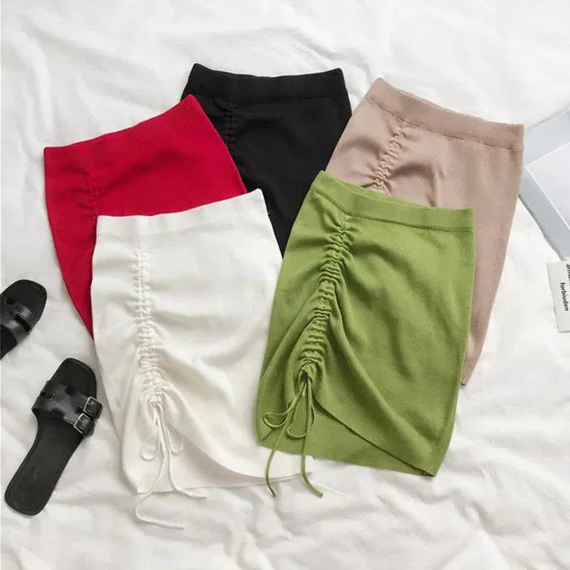 Hot Girl Hip Skirt Design High Waist With Straps Stretch Knitted Women's Skirt - VAleG