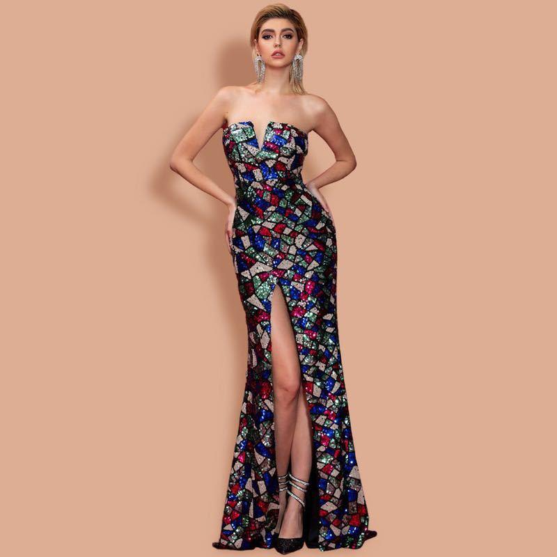 Women Sexy V Neck Off Shoulder Sequin Ma - VAleG