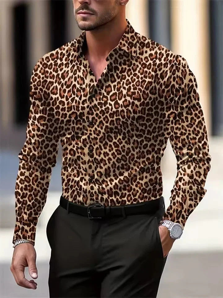 Men's Long Sleeve Shirt Palm Tree And Striped Printed Shirt Everyday Fashion Men's Casual Shirt - VAleG
