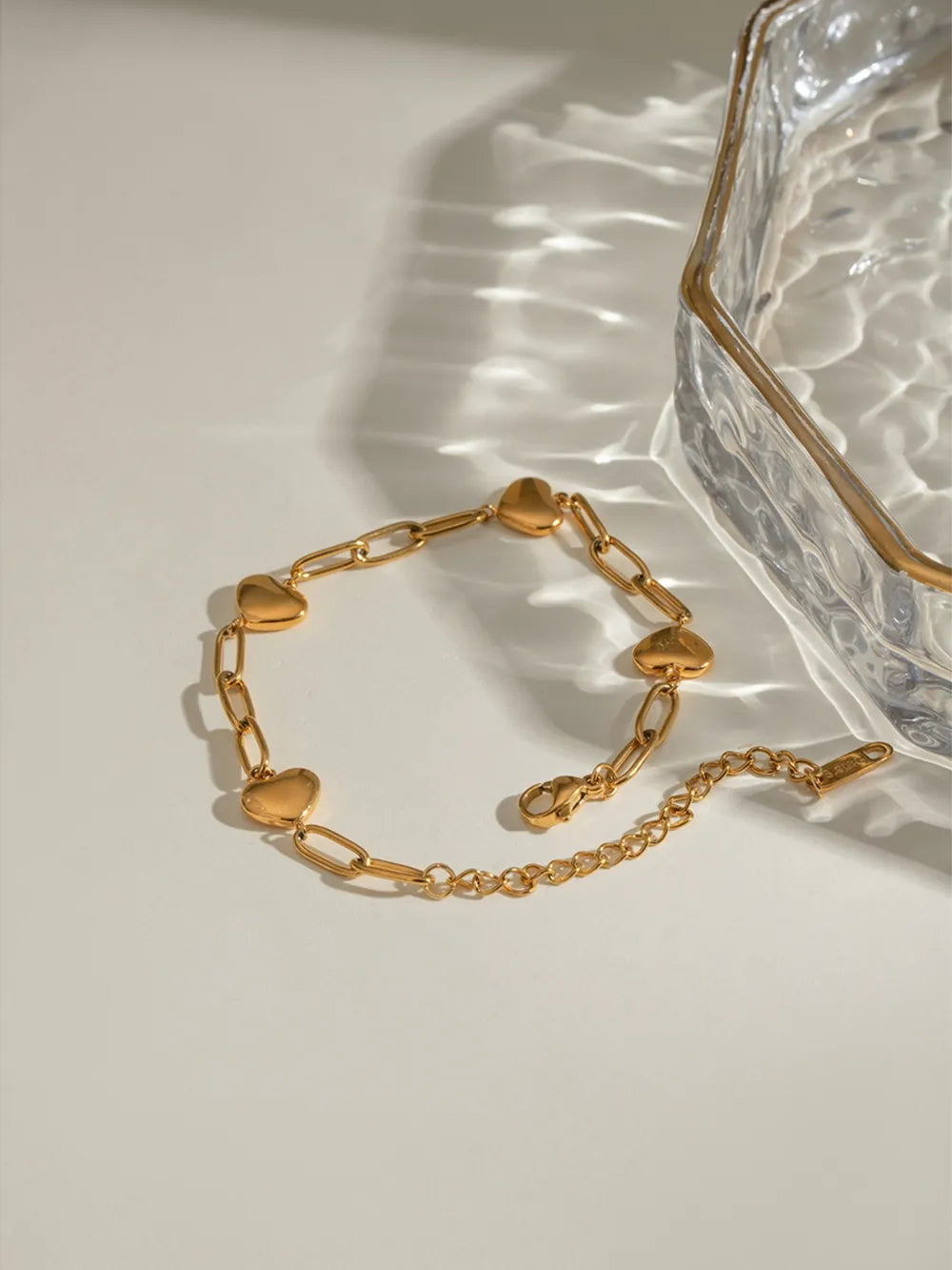 18K Gold-Plated Stainless Steel Heart Bracelet - VAleG