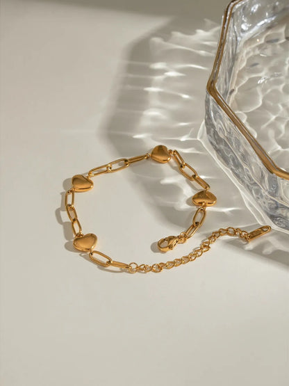 18K Gold-Plated Stainless Steel Heart Bracelet - VAleG