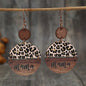 Wooden Leopard Round Shape Earrings - VAleG