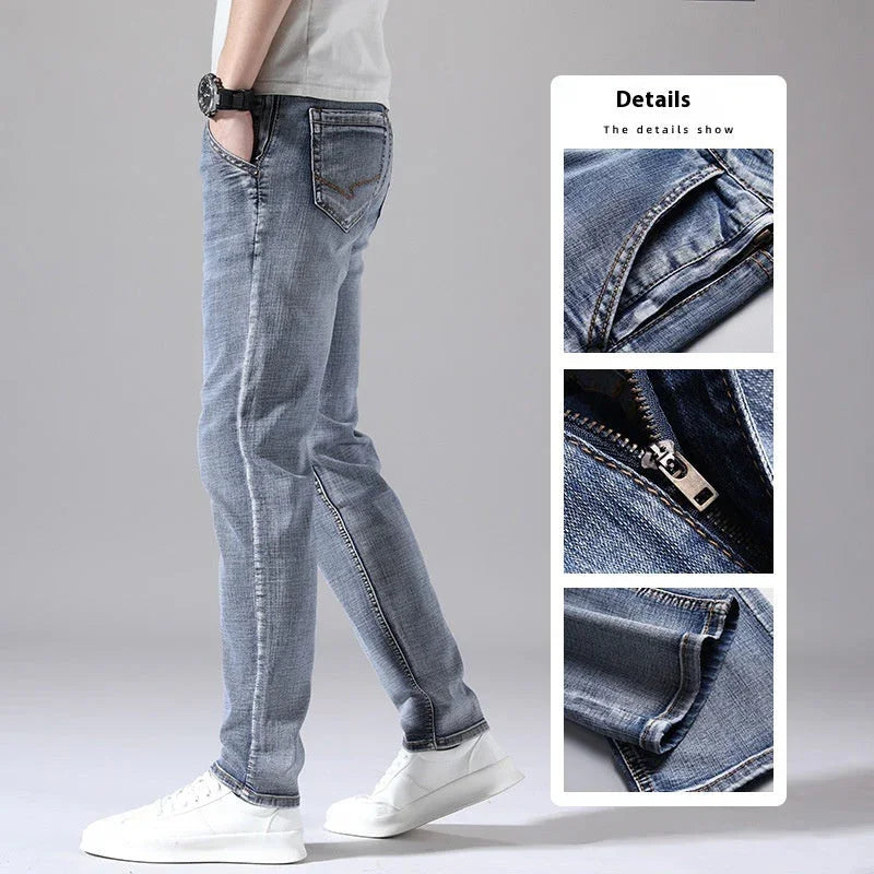 Retro Thin Jeans Straight Loose Casual Trousers Men - VAleG