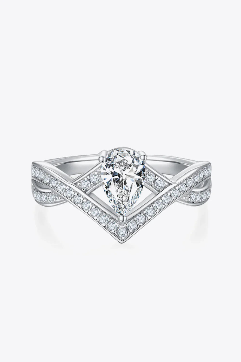 1 Carat Moissanite Teardrop 925 Sterling Silver Ring - VAleG