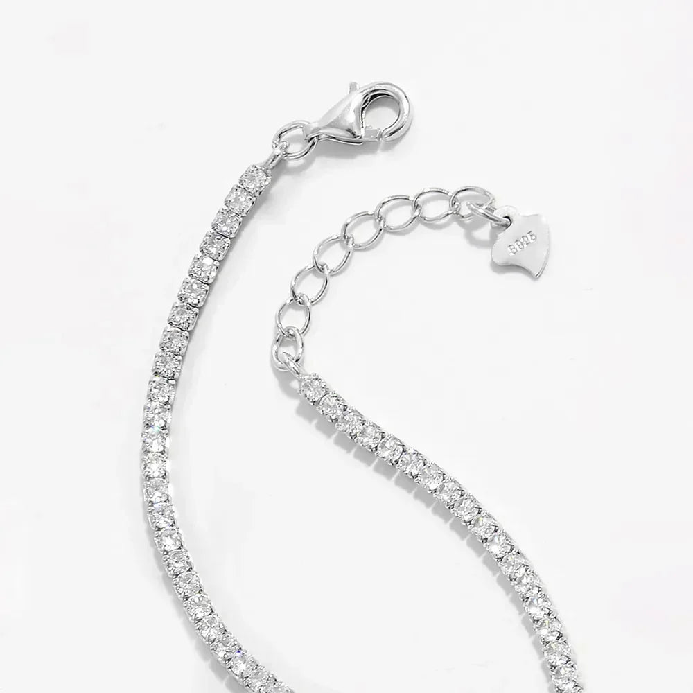 925 Sterling Silver Inlaid Zircon Bracelet - VAleG