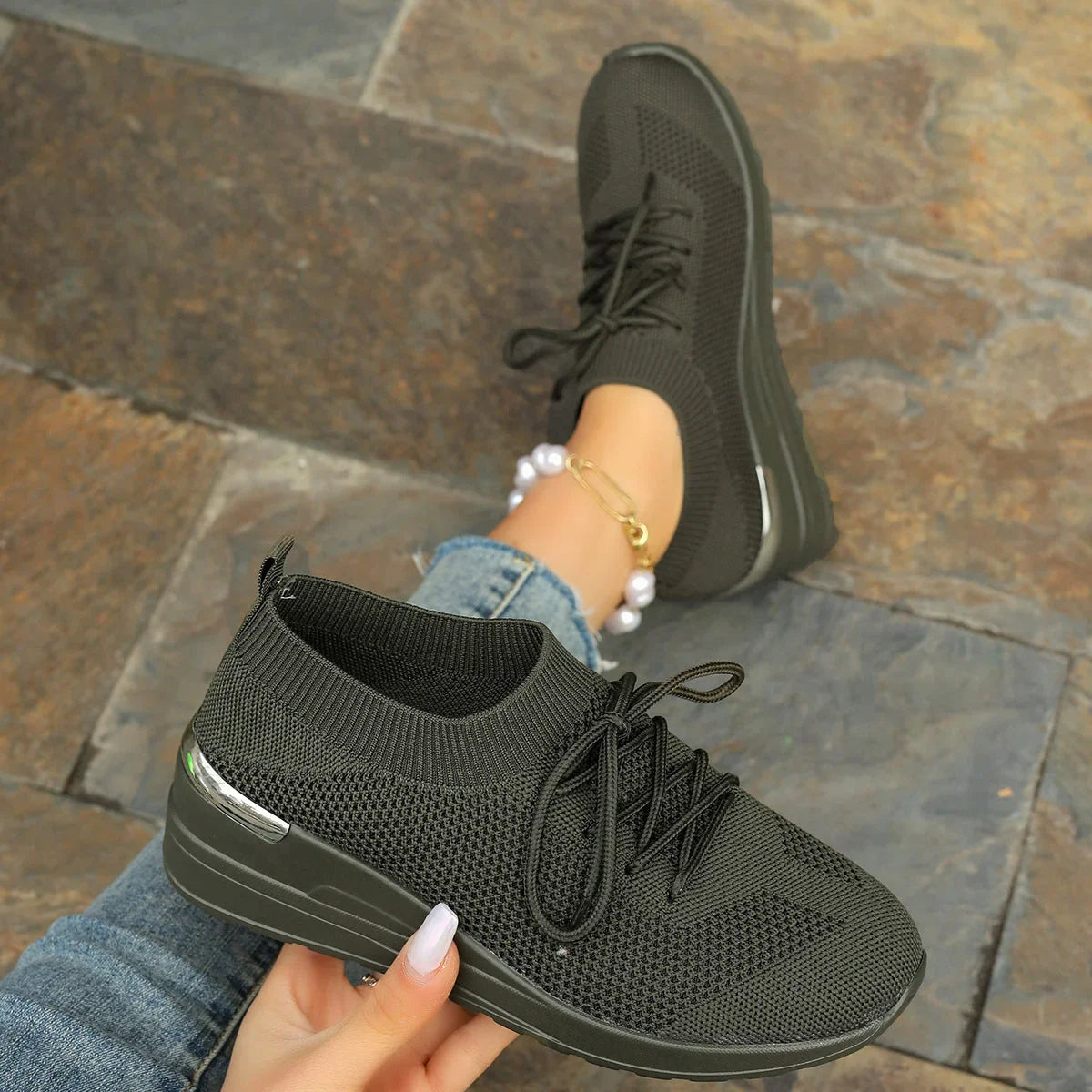 Round Head Leisure Front Lace-up Platform Shoes - VAleG