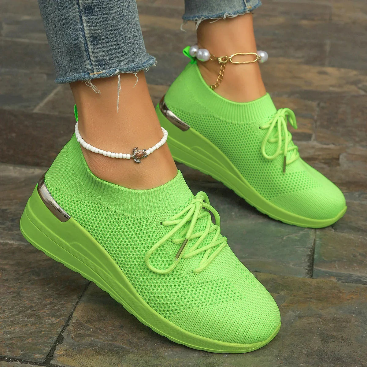 Round Head Leisure Front Lace-up Platform Shoes - VAleG