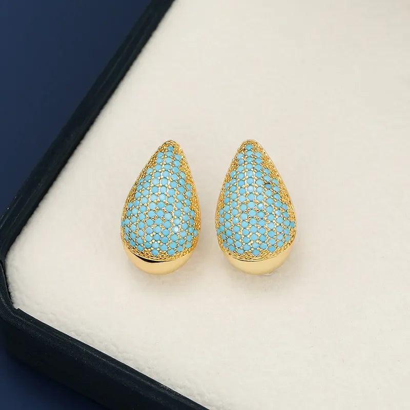 18K Gold-Plated Zircon Teardrop Earring - VAleG