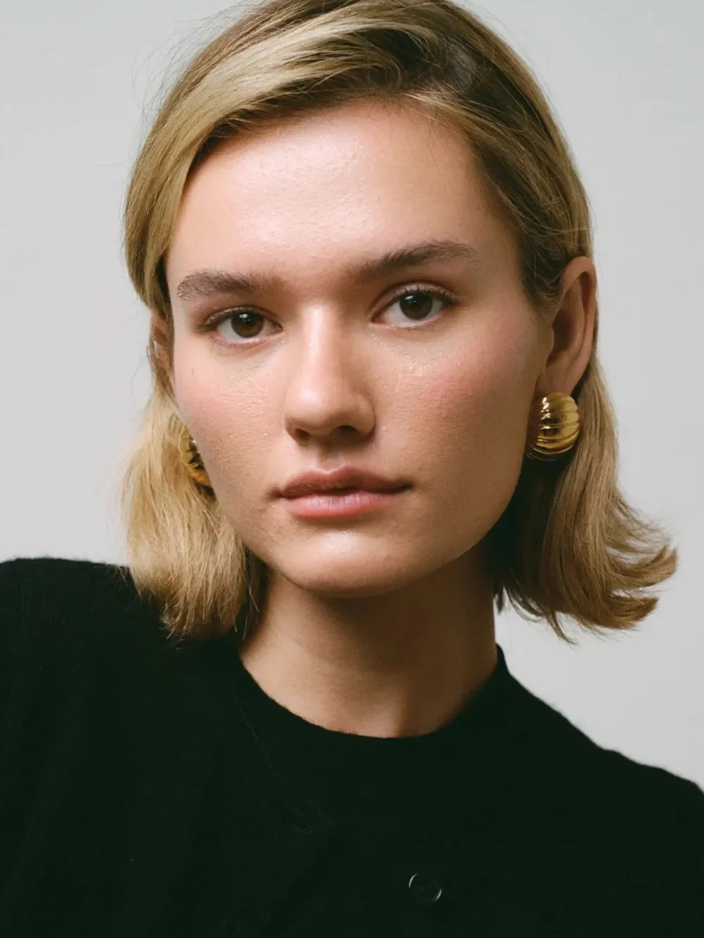 18K Gold-Plated Stainless Steel Ribbed Earrings - VAleG