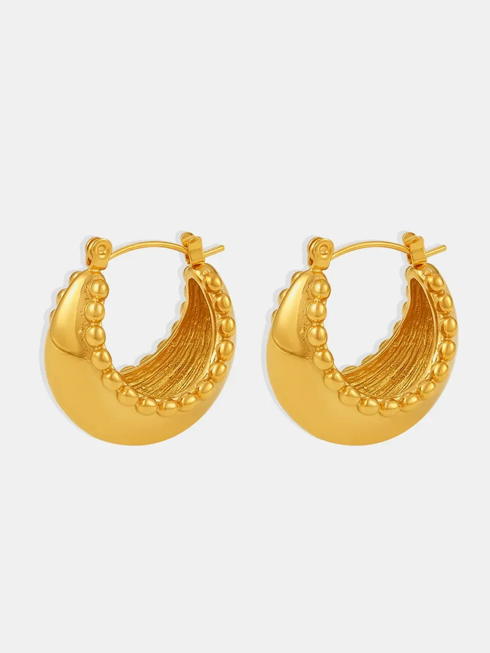 18K Gold-Plated Stainless Steel Huggie Earrings - VAleG