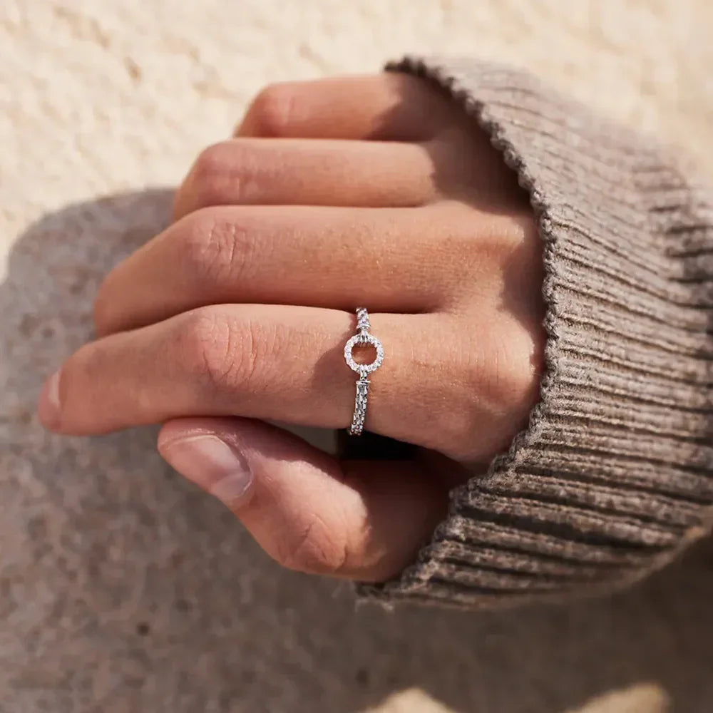 Inlaid Zircon 925 Sterling Silver Ring - VAleG