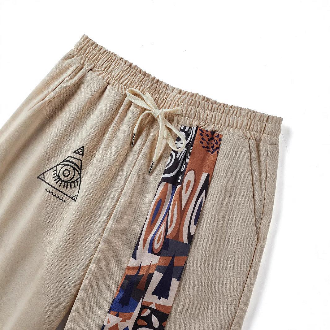 Retro Printed Loose Casual Straight Trousers - VAleG