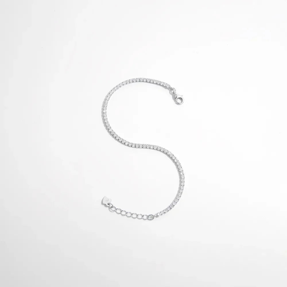925 Sterling Silver Inlaid Zircon Bracelet - VAleG